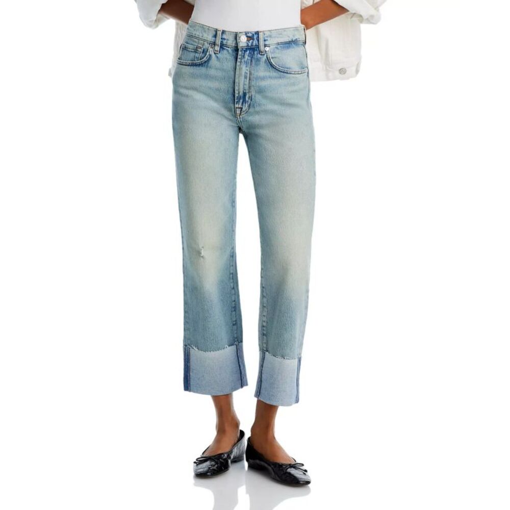 7 For All Mankind Light Blue Cropped Jeans NWT FROM BLOOMINDALES